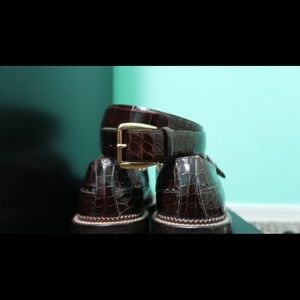 Mezlan Genuine Alligator Monk Strap Shoe and Belt